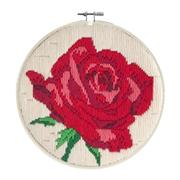 Long Stitch Kit Round, 22 x 22cm, Rose Rouge